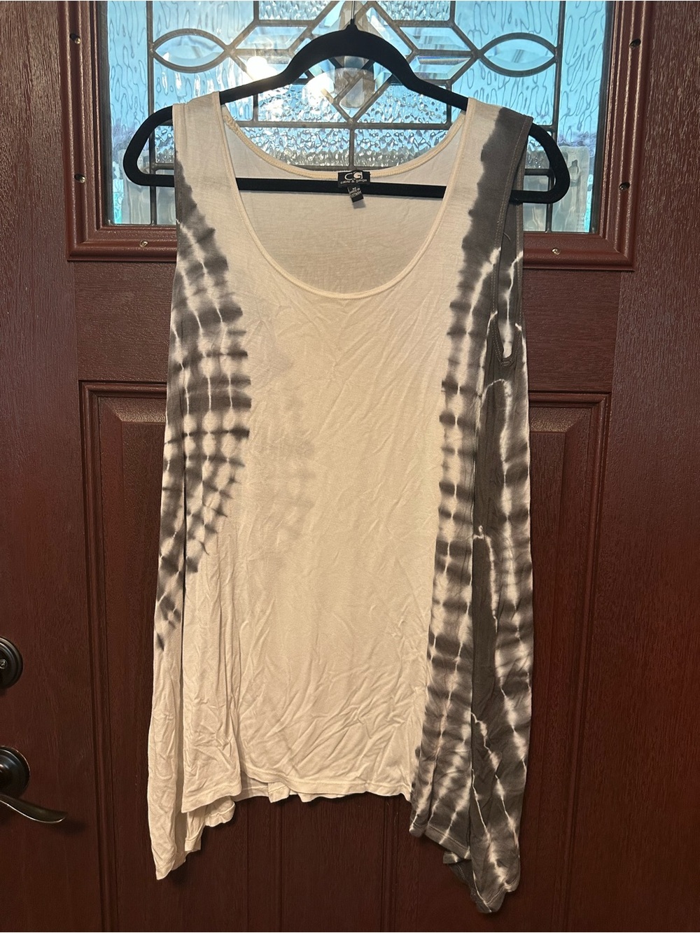 Cable & Gauge Women's Sleeveless Tie-Dye Tank Top - White & Gray